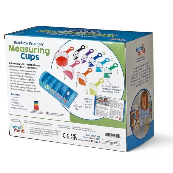 NIB Rainbow Fraction Measuring Cups hand2 mind 10 Piece Set, 3+ (Never Opened) - Picture 2 of 5